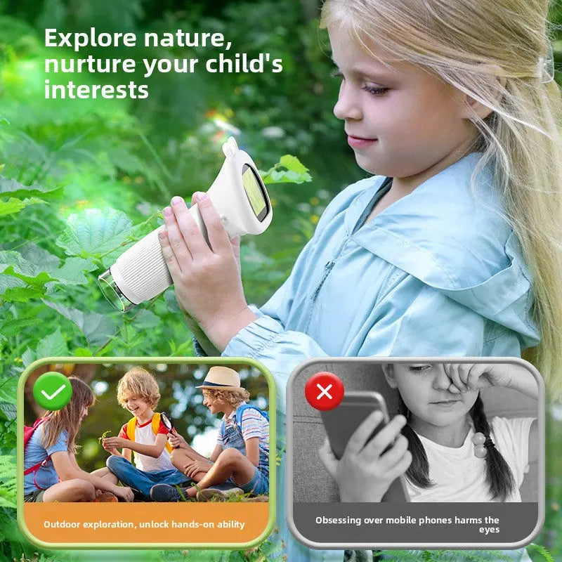 Kids Digital Microscope Portable HD Educational Science Toy | Handheld Zoom Microscope for Learning TED