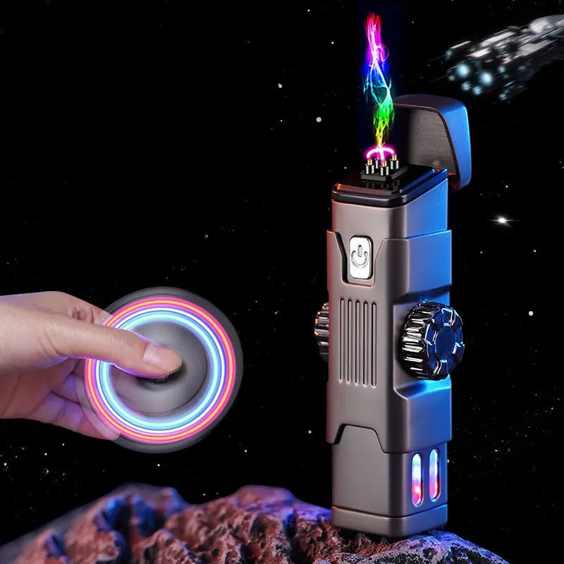 LED Rechargeable Electric Lighter – Windproof USB Charging Plasma Lighter with Colorful Lights (Metal Design) CJ