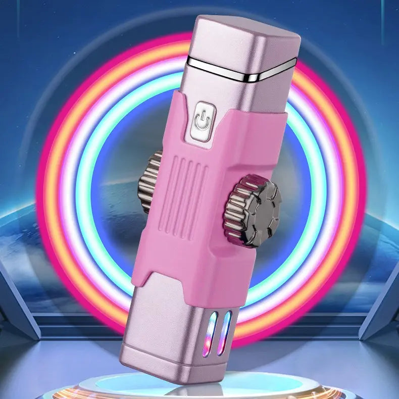 LED Rechargeable Electric Lighter – Windproof USB Charging Plasma Lighter with Colorful Lights (Metal Design) CJ