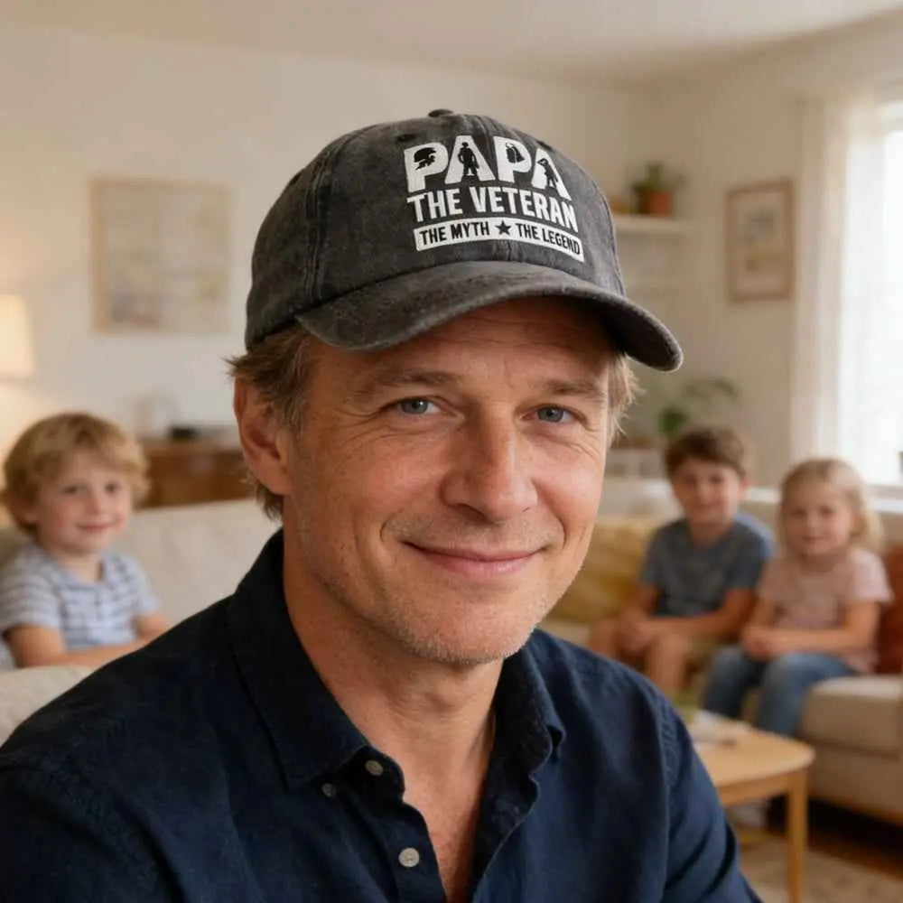 Papa Hats For Dad - Adjustable Embroidered Wash Cotton Baseball Cap
