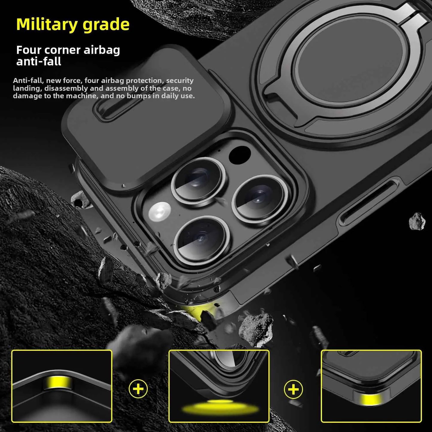 Magnetic Sliding Window Phone Case for iPhone 11 to 17 Pro Max