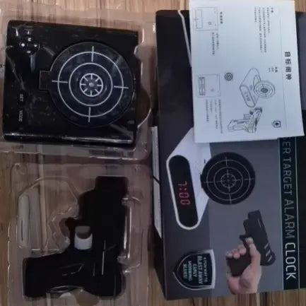 Interactive Target Alarm Clock with Toy Gun Infrared Shooting Game Wake-Up Clock TED