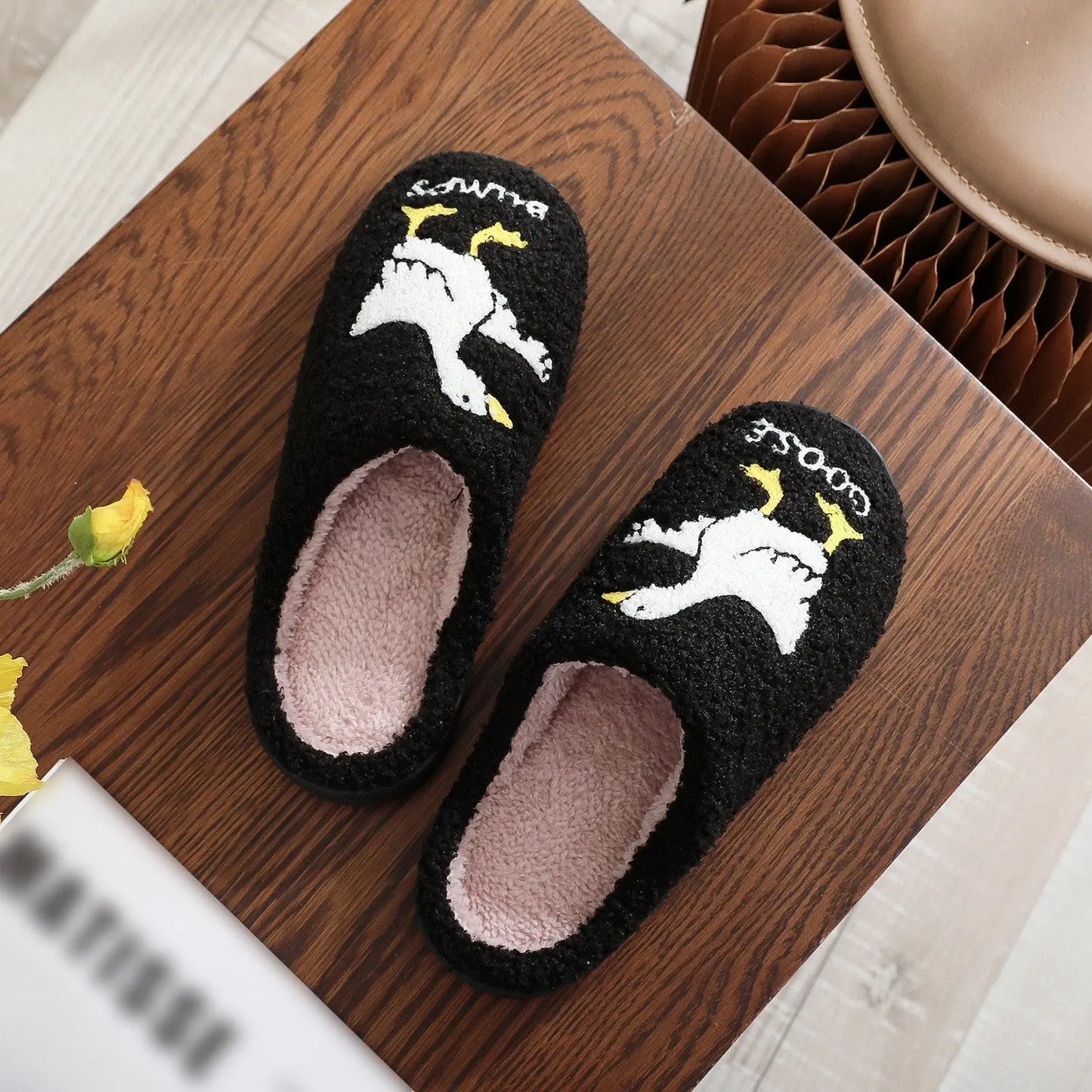 Halloween Plush Slippers Skull Pumpkin Ghost Cozy Anti-Slip Indoor Shoes TED