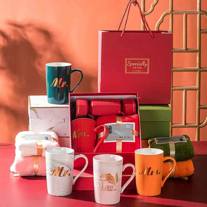 Luxury Ceramic Mug Gift Set with Towel & Candy Box – Premium Coffee Cup Gift for Any Occasion