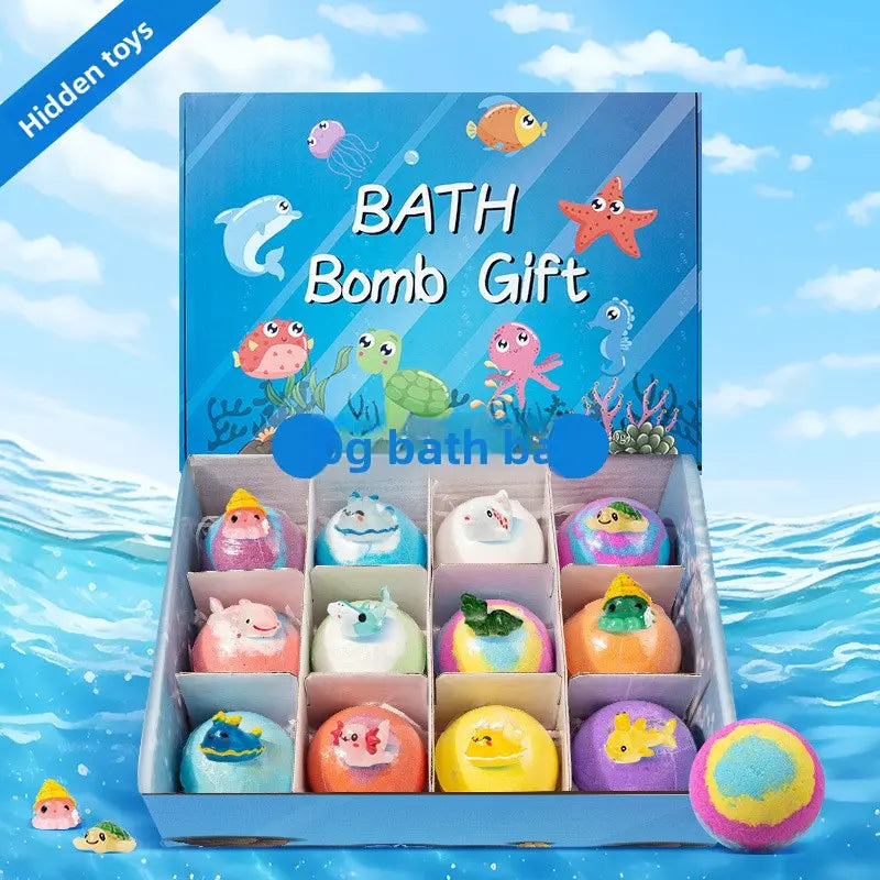 Kids Bath Bomb Gift Set Colorful Fizzing Bath Salt Balls | Ocean & Animal Surprise Bath Toys TED