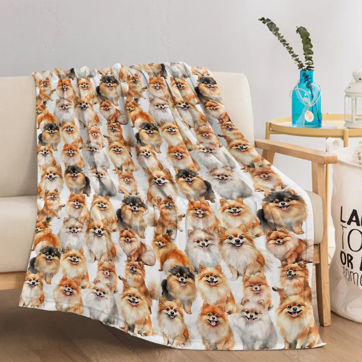 Pomeranian Dog Blanket – Soft Flannel Throw Gift for Dog Lovers (60"×80") CJ