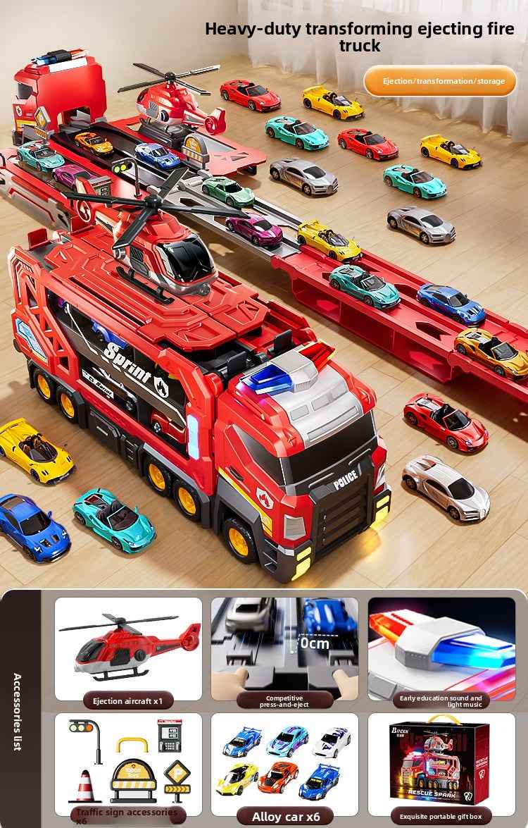 Transforming Police Car Toy with Track and Ejection Features