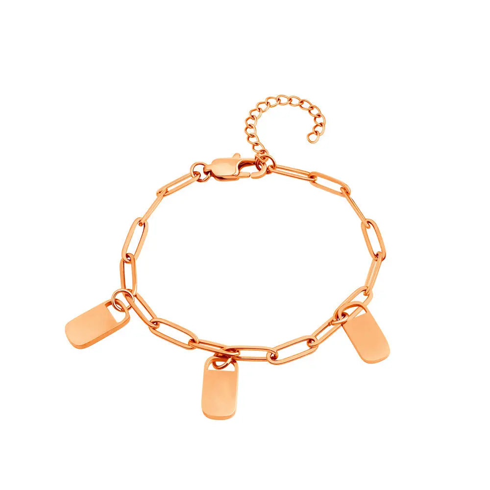 Personalized Engraved Heart Bracelet Stainless Steel Custom Charm Jewelry Gift TED