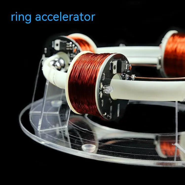 Cyclotron Ring Accelerator Toy – Magnetic Loop Science Desk Gadget | High-Tech Physics Display with LED Motion Track CJ