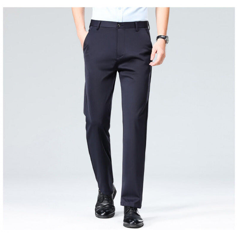 Mens Wrinkle-Resistant Straight Leg Trousers - Lightweight Casual Dress Pants | Comfortable Business & Everyday Wear TED